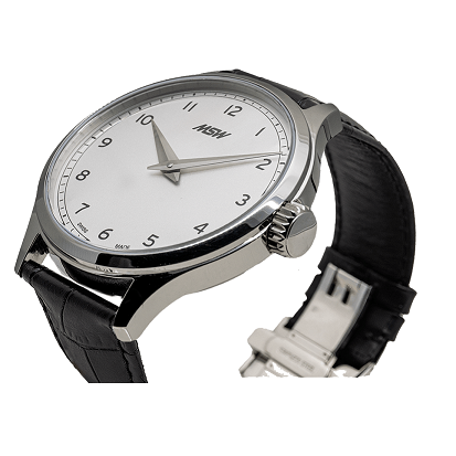 Grandad's line, silver, cuir aspect Croco - MSW My Swiss Watch