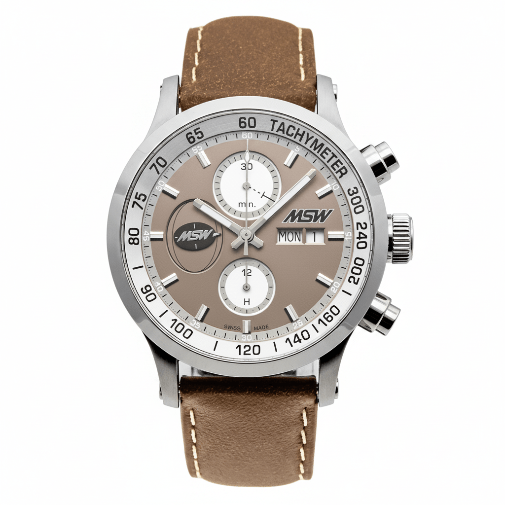 MSW Flanker Sport Beige – Montre Chronographe Automatique Suisse Cadran Beige - MSW My Swiss Watch