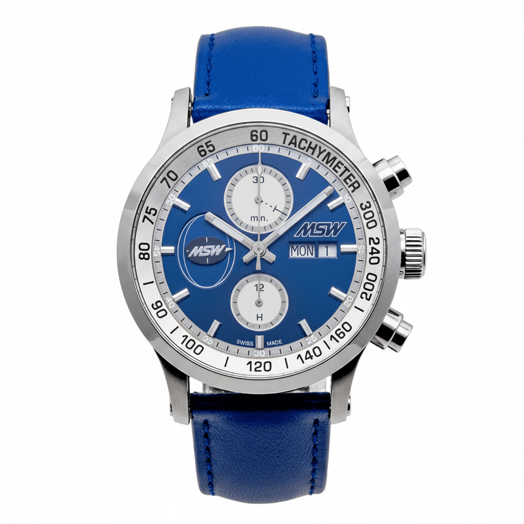MSW Flanker Sport Bleu – Montre Chronographe Automatique Suisse Cadran Bleu - MSW My Swiss Watch