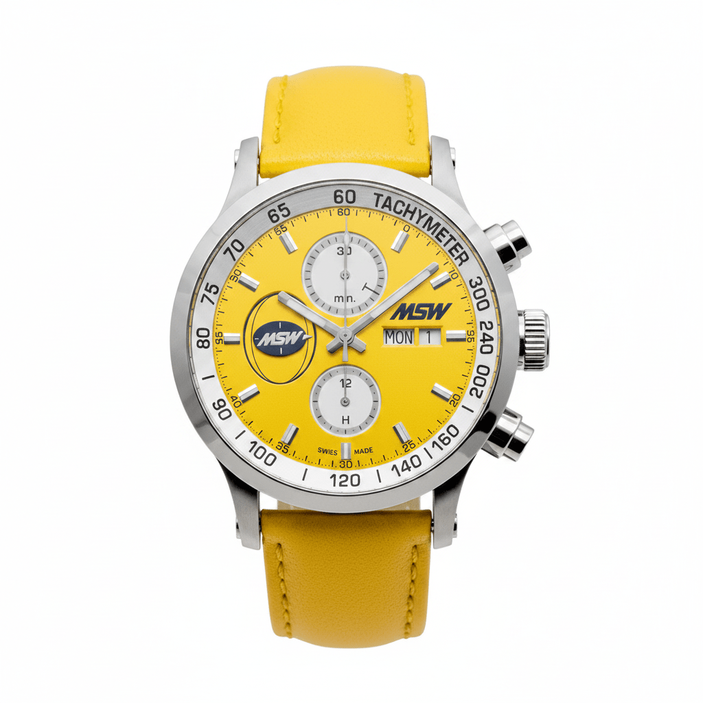 MSW Flanker Sport Jaune – Chronographe Automatique Suisse Cadran Jaune - MSW My Swiss Watch