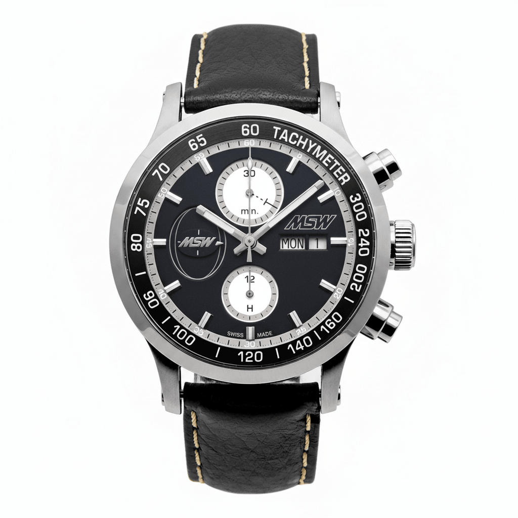 MSW Flanker Sport Noir Rehaut Noir – Chronographe Automatique Édition Exclusive - MSW My Swiss Watch