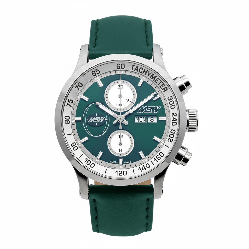 
                  
                    MSW Flanker Sport Vert – Montre Chronographe Automatique Suisse Cadran Vert - MSW My Swiss Watch
                  
                