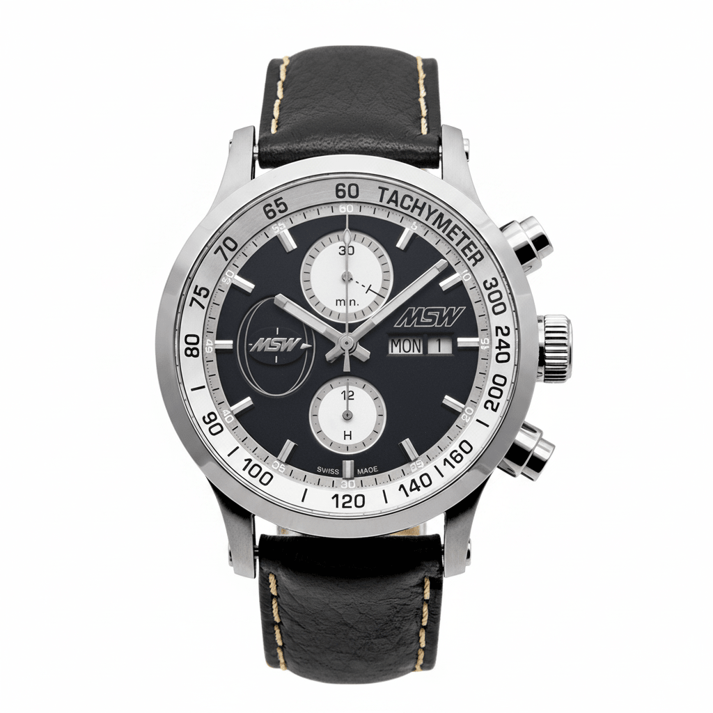 MSW Flanker Sport Noir – Montre Chronographe Automatique Suisse Cadran Noir - MSW My Swiss Watch