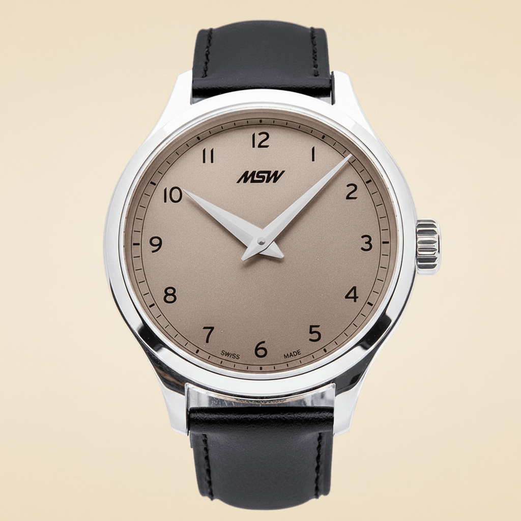 MSW Grandad's Line Vintage – Montre Mécanique Cadran Brun Cuir Noir - MSW My Swiss Watch