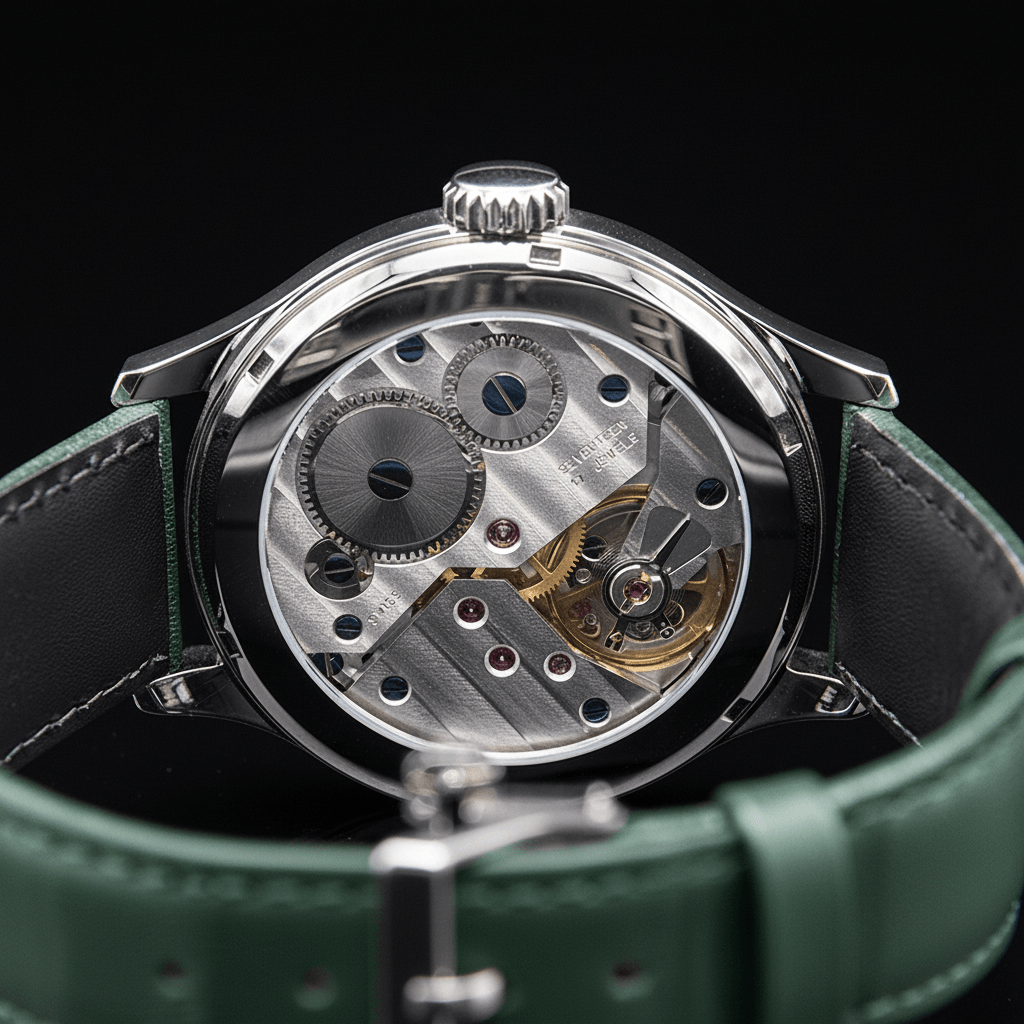 
                  
                    MSW Pure Design – Montre Boîtier Argenté Cadran Vert Bracelet Cuir Vert - MSW My Swiss Watch
                  
                