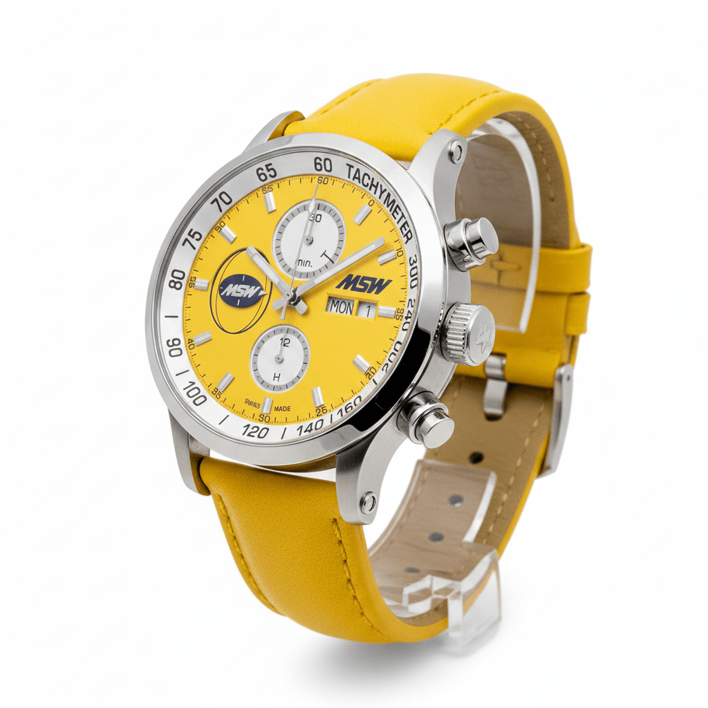 
                  
                    MSW Flanker Sport Jaune – Chronographe Automatique Suisse Cadran Jaune - MSW My Swiss Watch
                  
                