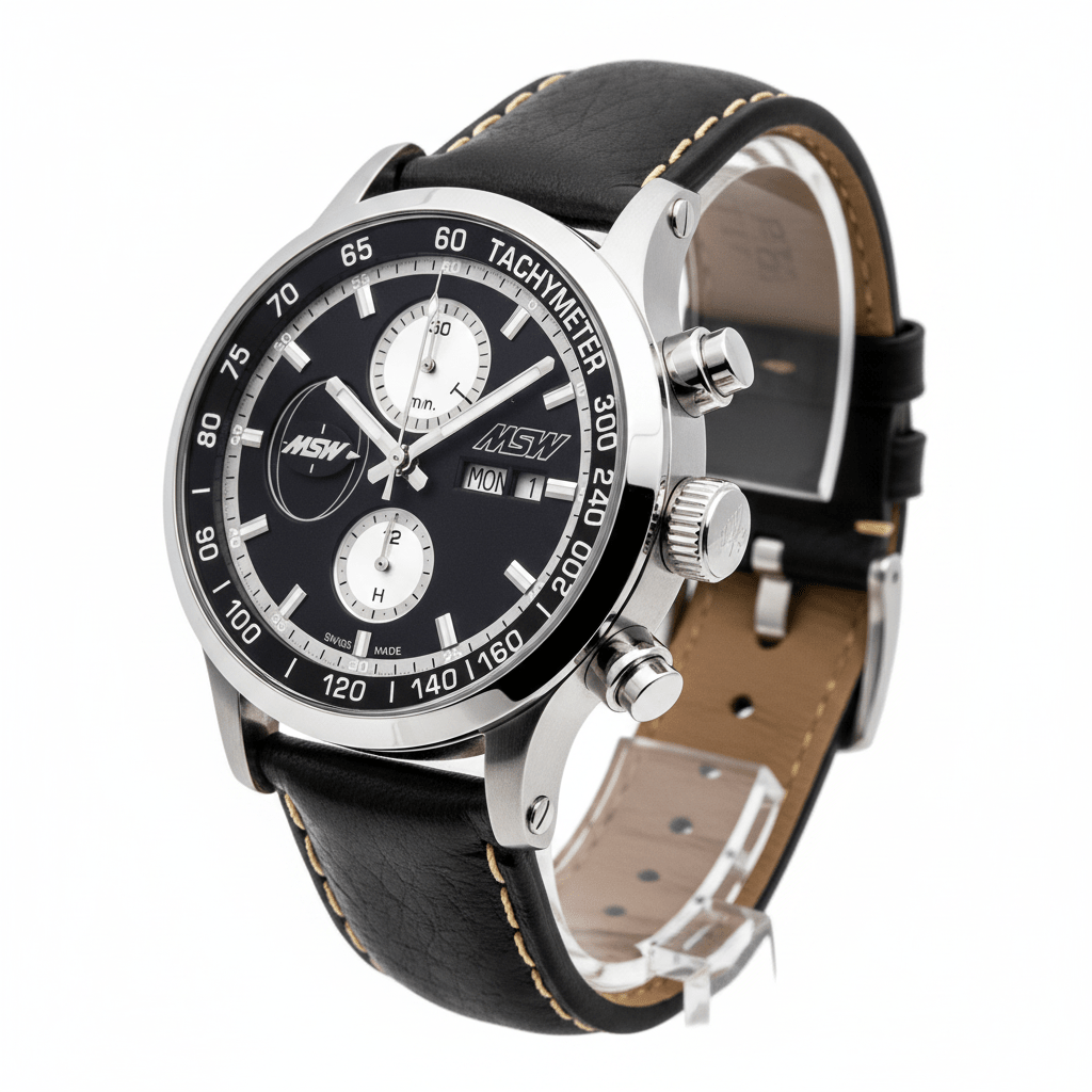 
                  
                    MSW Flanker Sport Noir Rehaut Noir – Chronographe Automatique Édition Exclusive - MSW My Swiss Watch
                  
                