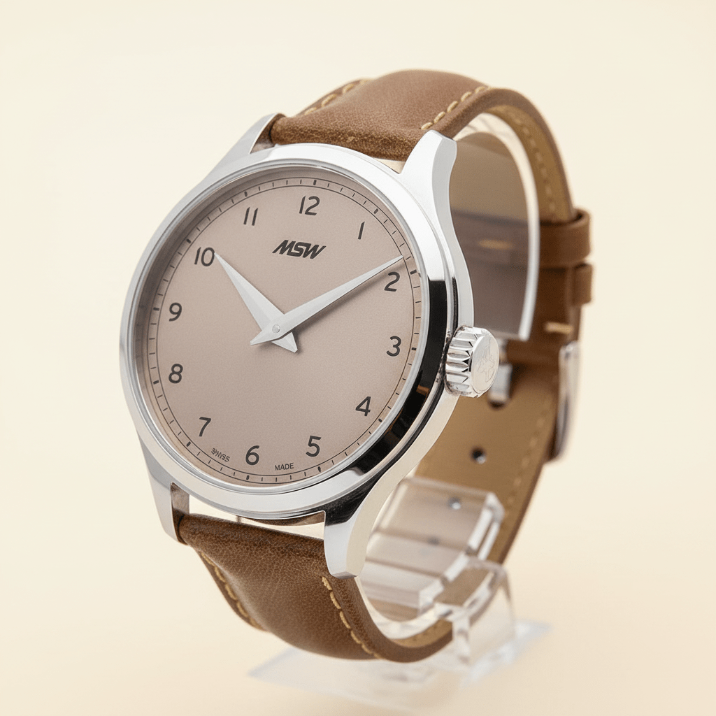 
                  
                    MSW Grandad's Line Vintage – Montre Mécanique Cadran Argent Bracelet Cuir Brun - MSW My Swiss Watch
                  
                