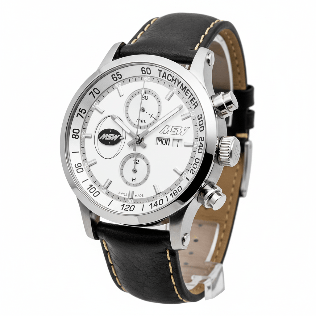 
                  
                    MSW Flanker Sport Blanc – Montre Chronographe Automatique Suisse Cadran Blanc - MSW My Swiss Watch
                  
                