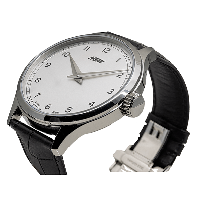 
                  
                    Grandad's line, silver, cuir aspect Croco - MSW My Swiss Watch
                  
                