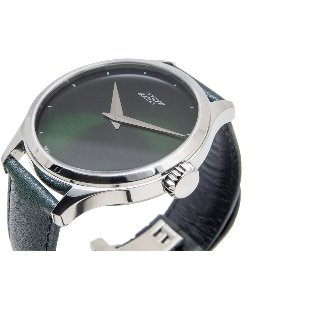 
                  
                    Pure Design - boite argentée - cadran vert - MSW My Swiss Watch
                  
                