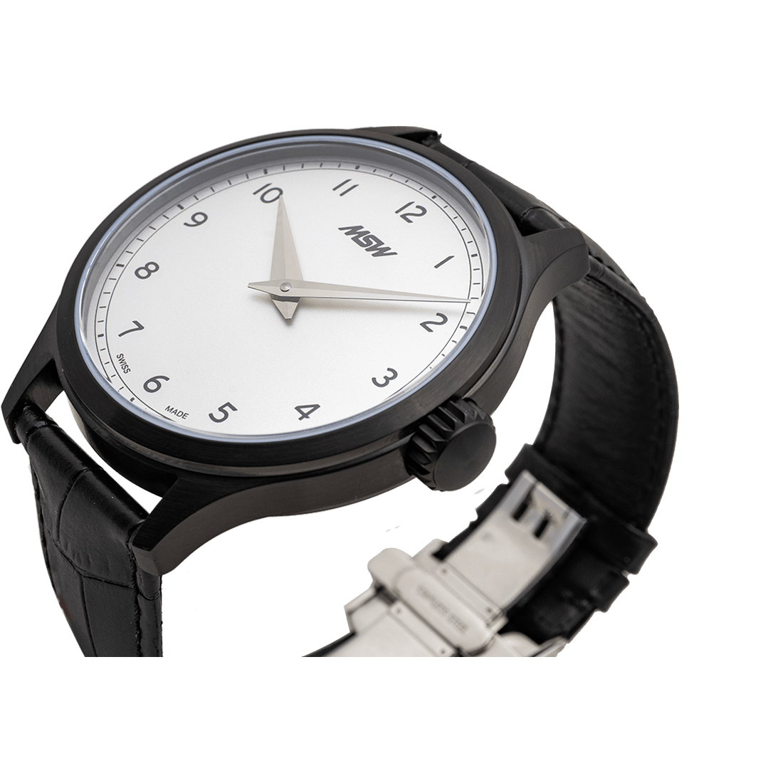 
                  
                    Grandad's line, silver, black case, cuir aspect Croco - MSW My Swiss Watch
                  
                