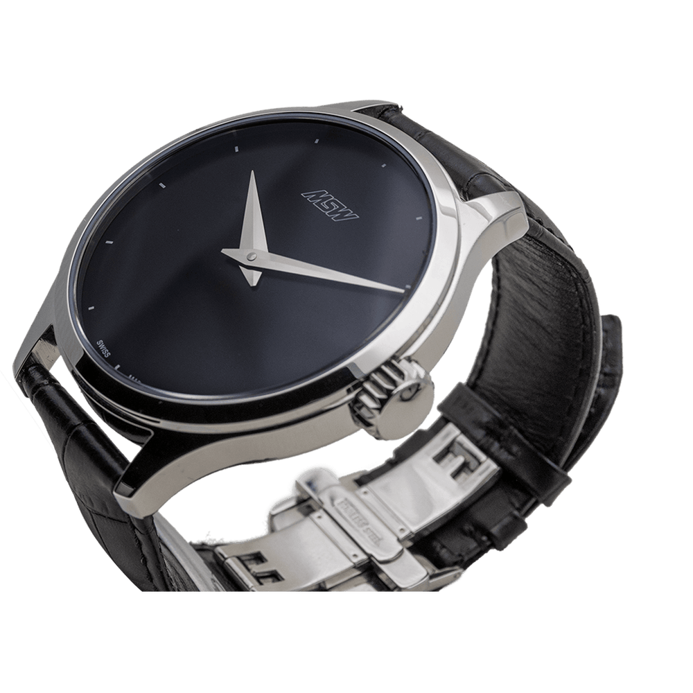 
                  
                    Pure Design - boite argent - cadran noir - MSW My Swiss Watch
                  
                